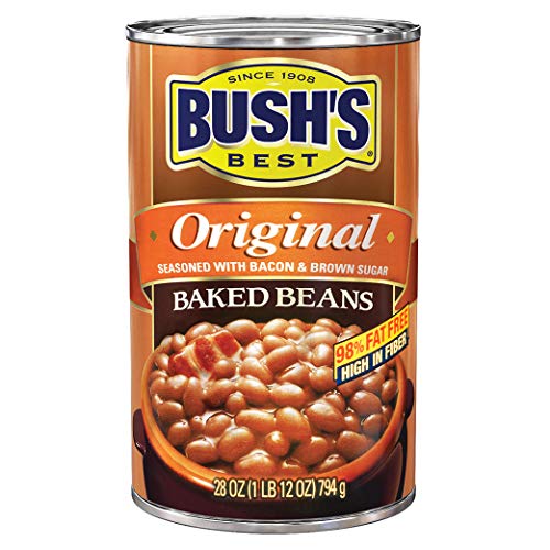 BUSH'S BEST Canned Original Baked Beans, Source of Plant Based Protein and Fiber, Low Fat, Gluten Free, 28 oz