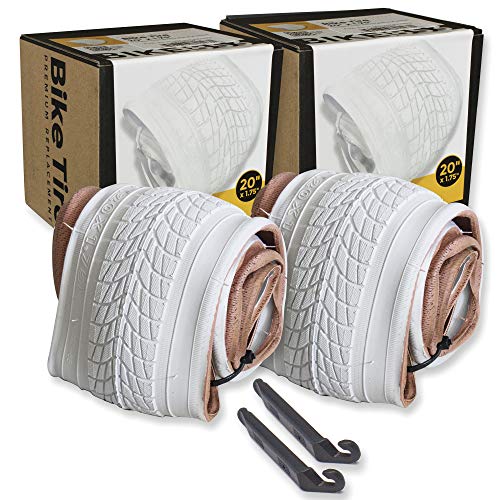 20 Inch Bike Tire Packages for Kids and BMX Tires. Fits 20x1.75 Bike Tube , Tire, Rims, Front or Rear Wheels. Includes Tire Tools. With or Without Tubes. 1 Pack or 2 Pack. WHITE (2 Tires - With Tubes)