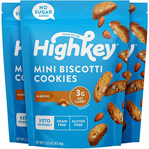 Highkey Keto Snacks Low Carb Biscotti Cookies - Grain & Gluten Free Foods - No Sugar Added Treats - Healthy European Dessert Food - Biscuit Cookie - Diabetic, Ketogenic & Paleo Diet Snack - Almond