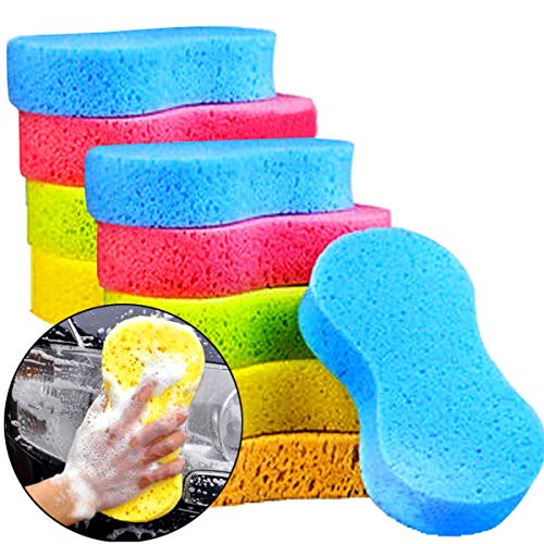 Faxco 10 Pcs Car Wash Sponges, Car Cleaning Large Sponges, Washing Car Sponge Pads, Colorful Soft Wash Sponge Pads