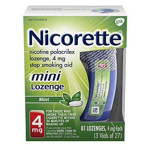 Nicorette 4mg Mini Nicotine Lozenges to Quit Smoking - Mint Flavored Stop Smoking Aid, 81 Count