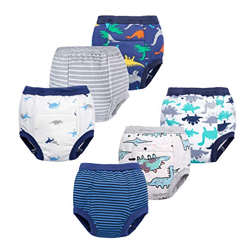 BIG ELEPHANT Unisex-Baby Toddler Potty 6 Pack Cotton Pee Training Pants Underwear