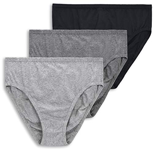 Wingslove 3 Pack Women's High-Cut Brief Plus Size Panties Comfort Soft Cotton Underwear Assorted(Heather Grey Set,8)