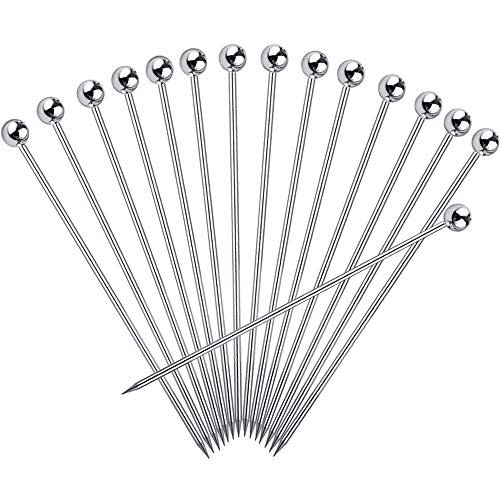 15PCS Cocktail Picks, Upgrade Stainless Steel Martini Picks, Reusable Metal Cocktail Skewers, 4.3 Inches Cocktail Toothpicks for Martinis Olives Appetizers Sandwich by FATLODA