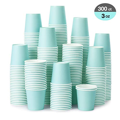 [300 Pack] 3 oz Paper Cups, Sky Blue Mouthwash Cups, Disposable Bathroom Cups, Espresso Cups, Paper Cups for Party, Picnic, BBQ, Travel, and Event