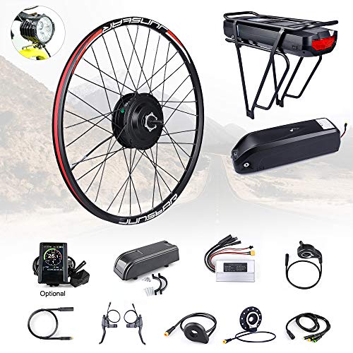 8fun BAFANG 48V 500W Front Wheel Hub Assembly Motor Kit with Battery Electric Bike Conversion Kit for 20 26 27.5 700C Inch Front Wheel Electric Bike Kit with LCD Display