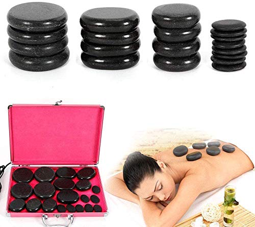 20 PCS Basalt Hot Stones Set Hot Rocks Massage Stones Kit with Heater Box for Professional or Home spa, Relaxing, Healing, Pain Relief