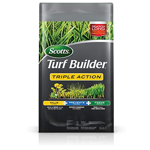 Scotts Turf Builder Triple Action - Weed Killer & Preventer, Lawn Fertilizer, Prevents Crabgrass, Kills Dandelion, Clover, Chickweed & More, Covers up to 4,000 sq. ft, 20 lb.
