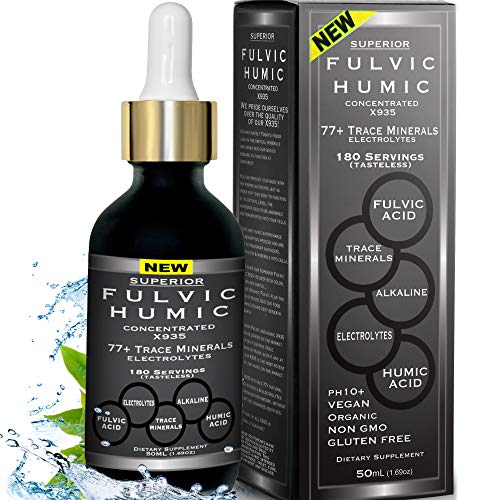 Fulvic Acid and Humic Acid Trace Mineral Drops 6 Month Supply, Electrolyte Energy Boost. All Natural Organic Plant Derived Blend of Ionic Trace Minerals from Fulvic and Humic Acid Similar to Shilajit