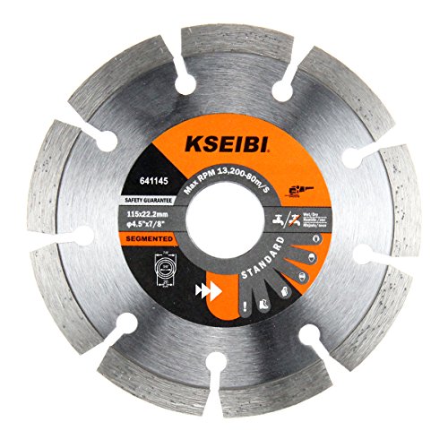 KSEIBI 641145 General Purpose 4 1/2 inch Dry Wet Cutting Grinding Diamond Saw Blade with 7/8 inch Arbor for Concrete Tile Stone Brick Masonry Angle Grinder Accessories
