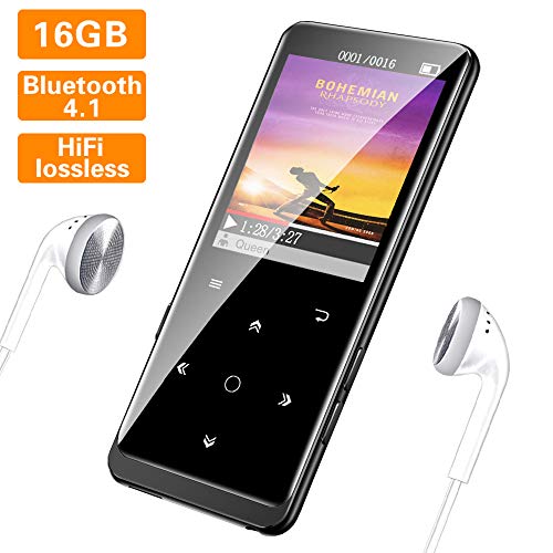 16GB MP3 Player, Supereye MP3 Player with Bluetooth 4.1, Portable HiFi Lossless Sound MP3 Music Player with FM Radio, Recording, E-Book, Backlit Keys, Support up 64G, (Music Headphones Included)