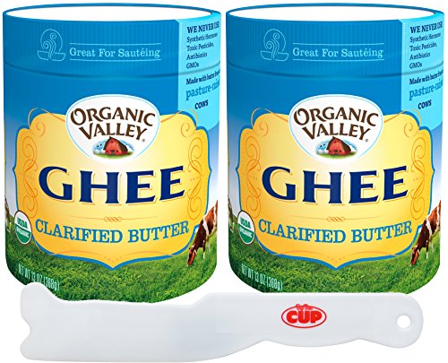 Organic Valley - Ghee Clarified Butter, USDA Organic, Lactose-Free and Gluten-Free, 13 Ounce (Pack of 2) - with By The Cup spreader