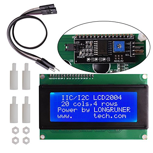 for ArduinoIDE, Longruner 20x4 LCD Display Module IIC/I2C/TWI Serial 2004 with Screen Panel Expansion Board White on Blue, 4 pin Jump Cables Wire Included