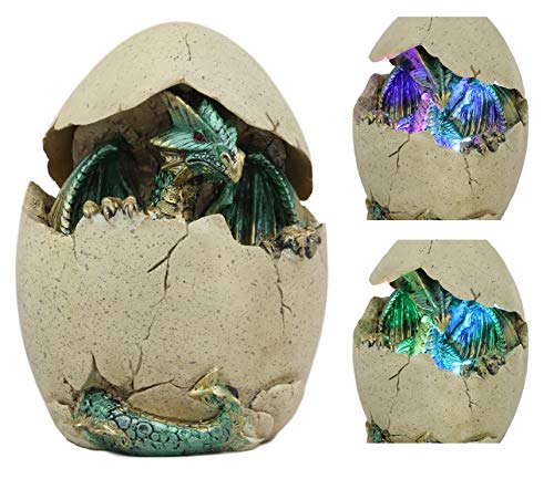 Ebros Emerging Dragon Egg Hatchling with Color Changing LED Night Light Figurine Dragonling Wyrmling Dungeons and Dragons Decor Statues and Figurines Renaissance Medieval Fantasy Creature