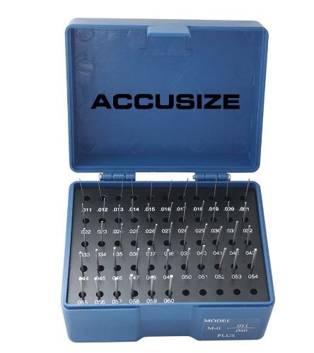 Accusize Industrial Tools 0.011''-0.060'', 50 Pc Steel Plug Pin Gage Set, Plus, Class Zz, P0(+)