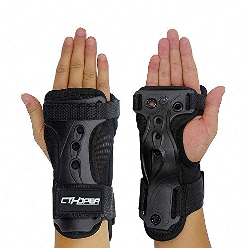 CTHOPER Skiing Wrist Guard Gloves Roller Skating Wrist Palms Protective Gear Adjustable Gauntlets Wrist Support for Snowboarding, Skateboard, Skating, Skiing (S)