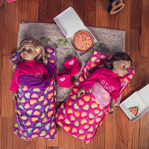 The Queen's Treasures Set of Two 18 Inch Doll Sleeping Bags, Pink and Purple Super Soft Sleepover Party, Compatible with American Girl Dolls - Accessories & Furniture. Safety Tested!