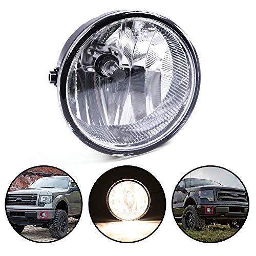 Replacement For Ford F150 F-150 Replacement For Lincoln Mark 2011 2012 2013 2014 Clear Lens Front Bumper Fog Lights Round Driving Lamps Assembly Replacements BL3Z15200A, FO2592229