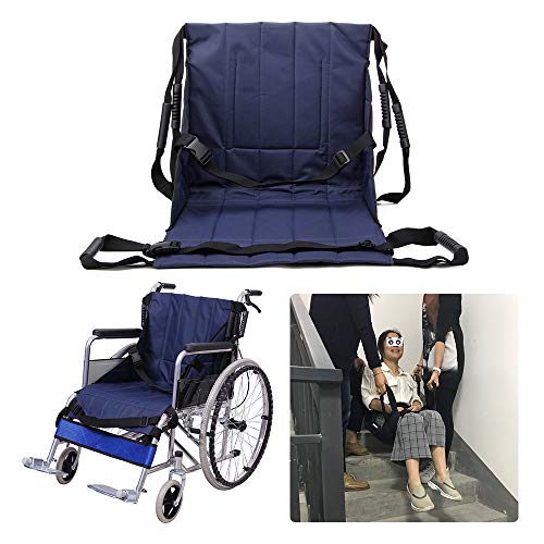 Patient Lift Stair Slide Board Transfer Emergency Evacuation Chair Wheelchair Belt Safety Full Body Medical Lifting Sling Sliding Transferring Disc Use for Seniors,Handicap (Blue - 4 Handles)
