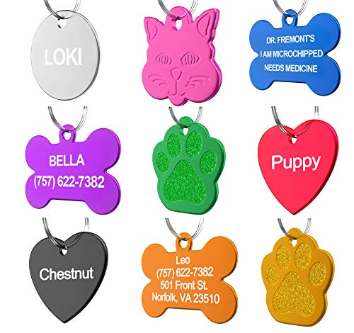 Dr. Fremont's Pet ID Tag Custom for Dog Cat Personalized | Many Shapes and Colors to Choose from | Made in USA | Strong Anodized Aluminum