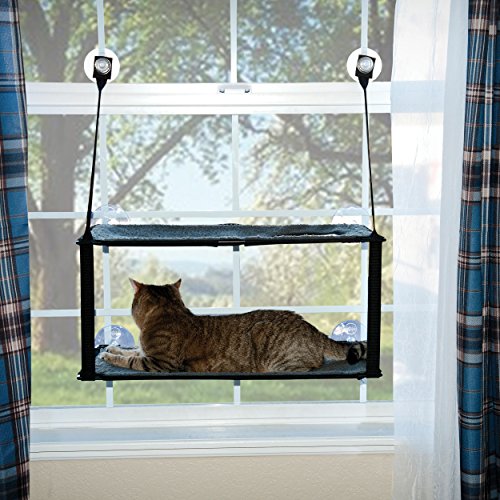 K&H Pet Products EZ Mount Window Kitty Sill Double Stack Gray 12 X 23 Inches