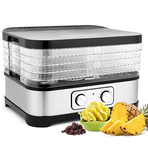 Healthy Material Food Dehydrator Adjustable Temperature Food Dehydrator For Fruits Vegetables and Meat Bpa-Free Tray 250W High Power Easy To Operate (4 Layer)