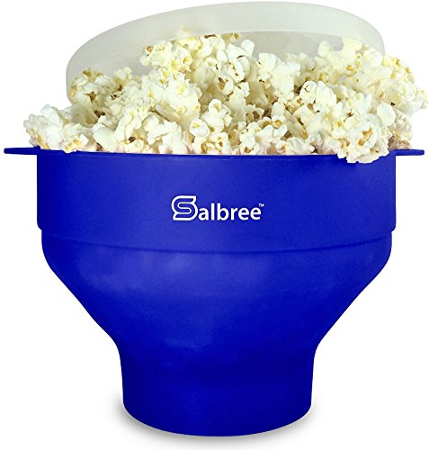 Original Salbree Microwave Popcorn Popper, Silicone Popcorn Maker, Collapsible Bowl BPA Free - 18 Colors Available (Blue)