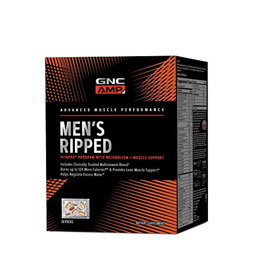 GNC AMP Mens Ripped Vitapak Program, 30 Packs, with Metabolism and Muscle Support