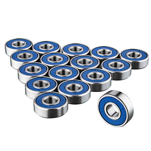 TRIXES 16 x 608 RS Skateboard Bearings - Frictionless ABEC 9 Roller Bearings for Skate Boards Scooters Longboards - High Precision Replacements - Sealed - Durable