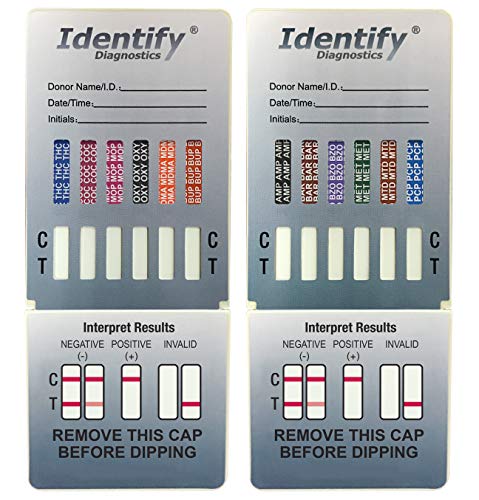 25 Pack Identify Diagnostics 12 Panel Drug Test Dip - Testing Instantly for 12 Different Drugs THC, COC, MOP, OXY, MDMA, BUP, AMP, BAR, BZO, MET, MTD, PCP ID-CP12-DIP (25)