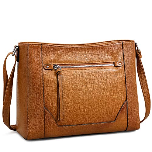 S-ZONE Women Genuine Leather Crossbody Bags Medium Cowhide Shoulder Handbag Ladies Purse
