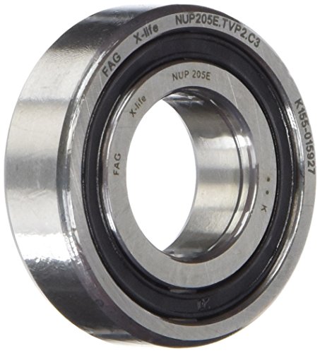 FAG NUP205E-TVP2-C3 Cylindrical Roller Bearing, Single Row, Straight Bore, Removable Inner Ring, Two Piece, High Capacity, C3 Clearance, Metric, 25mm ID, 52mm OD, 15mm Width