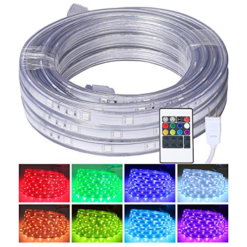 LED Rope Lights, 16.4ft Flat Flexible RGB Strip Light, Color Changing, Waterproof for Indoor Outdoor Use, Connectable Decorative Lighting, 8 Colors and Multiple Modes