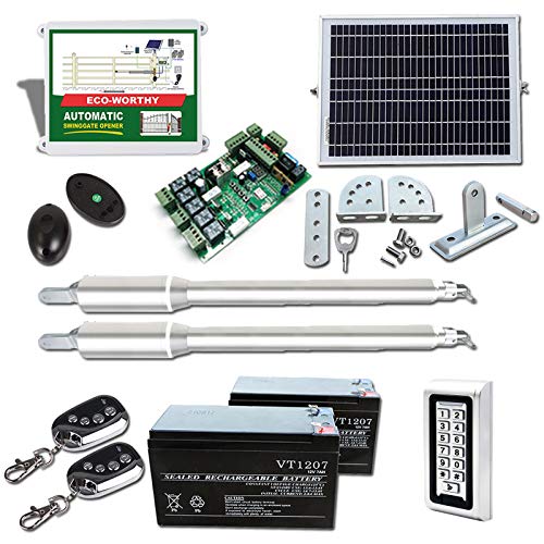 ECO-WORTHY Automatic Gate Opener Kit Solar Heavy Duty Solar Dual Gate Operator for Garage, Driveway, Villa, Cottage with Keyboard Waterproof Access Control Keypad