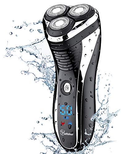 HATTEKER Electric Shaver Rotary Razor Men Cordless Beard Trimmer Pop-trimmer Wet Dry Shaver Waterproof