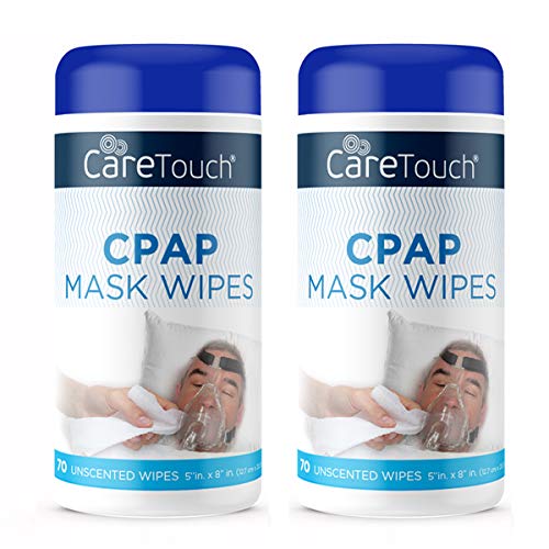 Care Touch CPAP Mask Cleaning Wipes - Unscented | 2 Packs of 70 Unscented Cleaning Wipes for CPAP Masks (140 Total) | Made in The USA