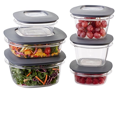 Rubbermaid Premier Easy Find Lids Meal Prep and Food Storage Containers, Set of 6 (12 Pieces Total), Grey |BPA-Free & Stain Resistant