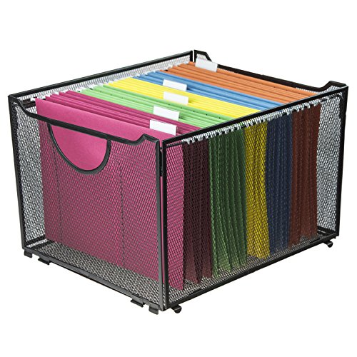 Modern Black Metal Mesh File Box/Foldable Storage Crate/Home Office Folder Holder Organizer Rack