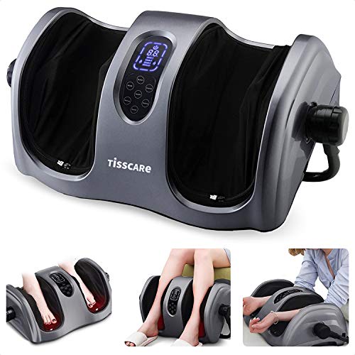 TISSCARE Foot Massager Machine with Heat,Deep-Kneading for Foot Calf Leg Arm, Plantar Fasciitis, Chronic Nerve Pain, Tired Muscles w/Adjustable bar