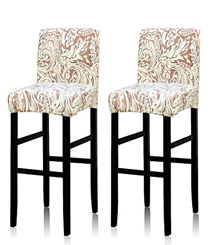Deisy Dee Stretch Slipcovers Chair Cover for Counter Height Side Chairs Covers Stretch Protectors Pack of 2 C172 (D)