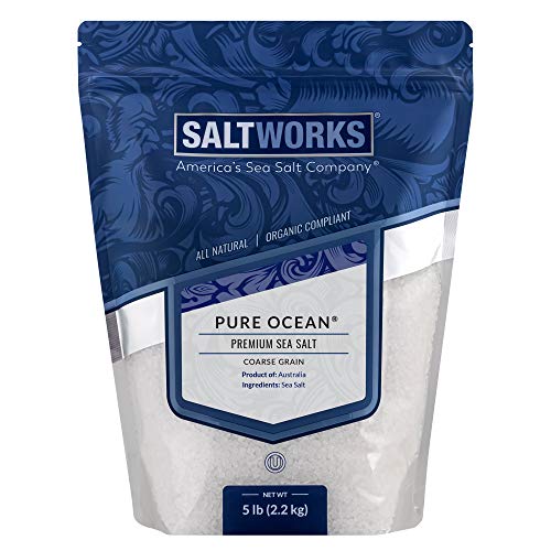 SaltWorks Pure Ocean Sea Salt, Coarse Grain, 5 Pound Bulk Bag