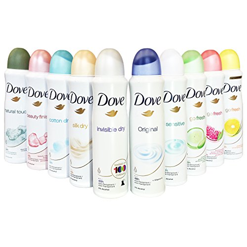 Dove Antiperspirant Spray, International Version, 150 ml (Pack of 10)