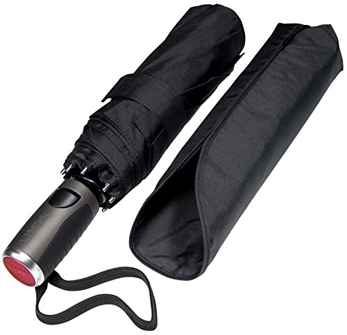 LifeTek Windproof Travel Umbrella Fast Drying Teflon Canopy Compact & Strong FX1 (Black)