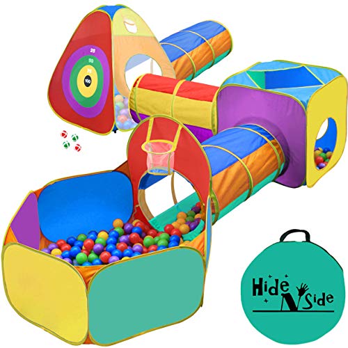 Gift for Toddler Boys & Girls, Ball Pit, Play Tent and Tunnels for Kids, Best Birthday Gift for 1 2 3 4 5 Year old Pop Up Baby Play Toy, Target Game w/ 4 Darts Indoor & Outdoor, Pit Balls Not Included