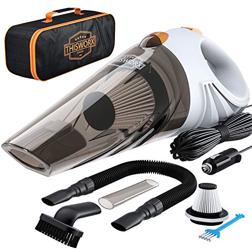 Portable Car Vacuum Cleaner: High Power Corded Handheld Vacuum w/ 16 Foot Cable - 12V - Best Car & Auto Accessories Kit for Detailing and Cleaning Car Interior