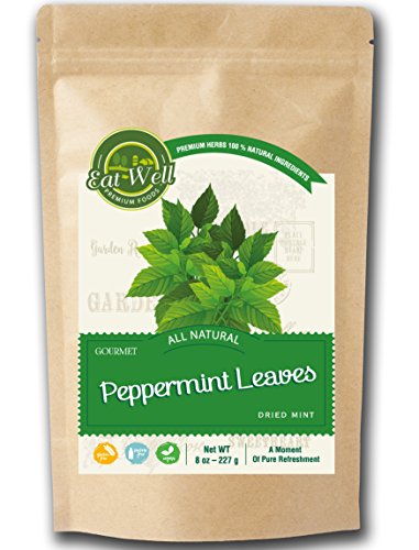 Crushed Mint Leaves | 8 oz Reseable Bag, Bulk | Cut & Sifted, Culinary Dried Mint Leaf | Crushed Peppermint Tea | Menta Piperita | by Eat Well Premium Foods
