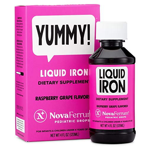 NovaFerrum Pediatric Drops Liquid Iron Supplement for Infants and Toddlers 4 fl oz (120 mL) - Raspberry Grape