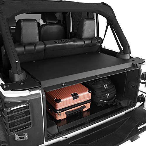 Hooke Road Cargo Cover Tonneau Cover Security Deck Enclosure Compatible with Jeep Wrangler JK 2011-2018 4-Door Unlimited