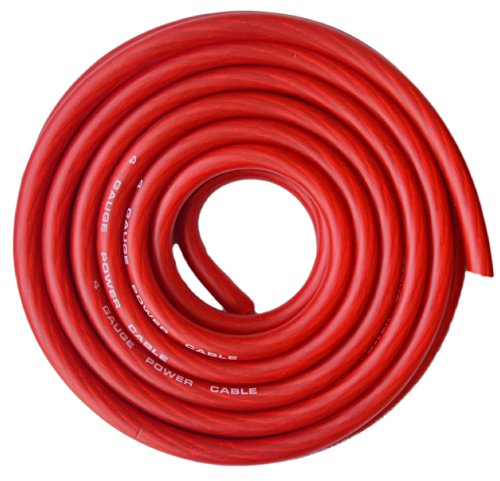SoundBox Connected 4 Gauge Red Amplifier Amp Power/Ground Wire 25 Feet Superflex Cable 25'