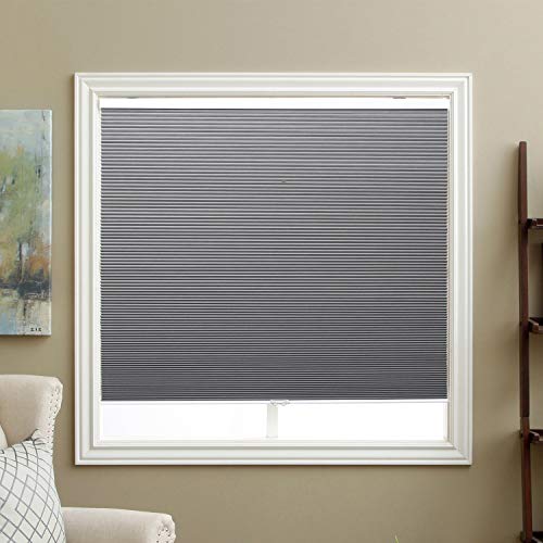 SBARTAR Cellular Blinds Cordless Blackout Honeycomb Shades Fabric Window Blinds 34' W x 64' H, Cool Silver(Blackout)